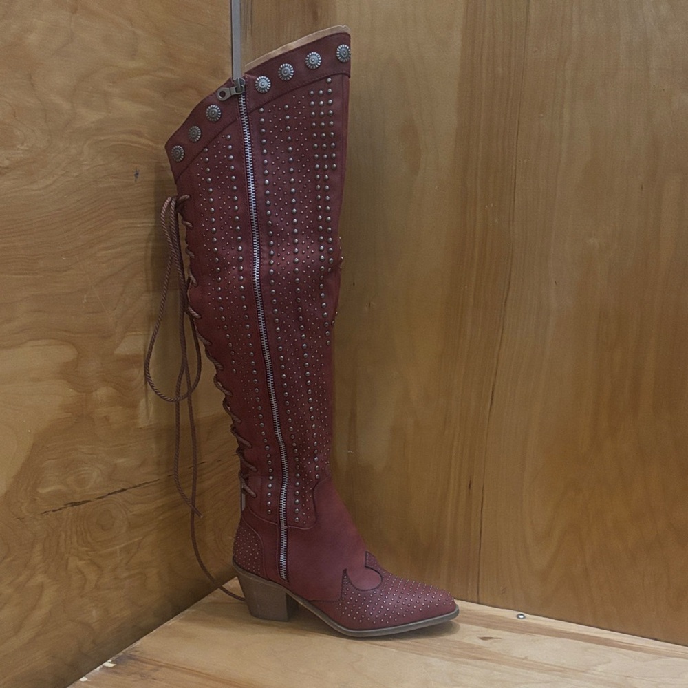 Lucky & Blessed Burgundy Over the Knee Boots